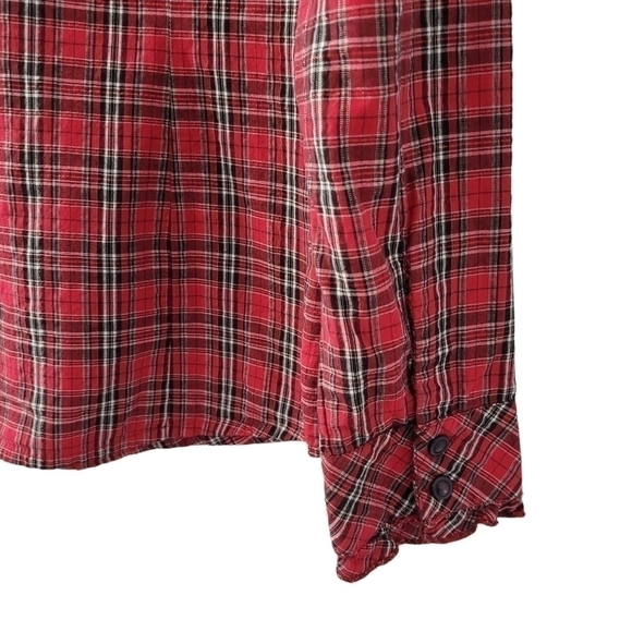 Vintage 80s Northern Reflections Ruffled Red Plaid Long Sleeve Shirt Size M - Picture 6 of 9